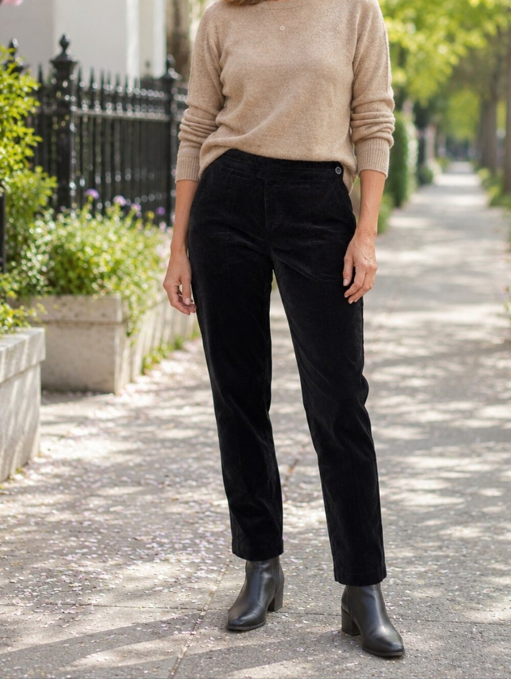 Anthropologie The Essential Slim Black Faux Suede Velvet Pants | Velvet Skinny